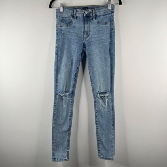 Gap Women's Favorite Jegging Distressed Denim Jeans Size 26 Regular Light Wash - Picture 3 of 11